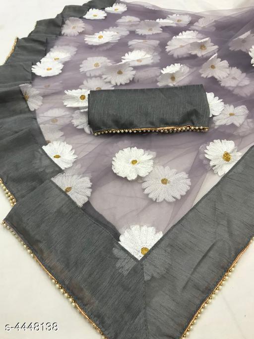 Net Lace border Saree with blouse